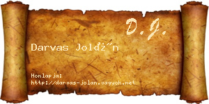 Darvas Jolán névjegykártya